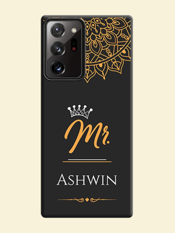 Mr Name with Floral Design  on Personalised Space Black Soft Matte Cases - Galaxy Note 20 Ultra