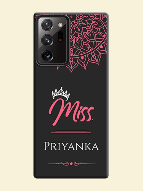 Mrs Name with Floral Design on Space Black Personalized Soft Matte Phone Covers - Galaxy Note 20 Ultra