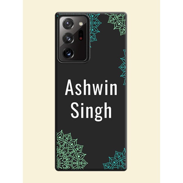 Your Name with Floral Design on Space Black Custom Soft Matte Back Cover - Galaxy Note 20 Ultra