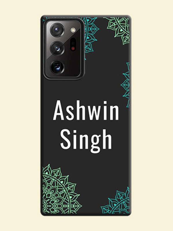 Your Name with Floral Design on Space Black Custom Soft Matte Back Cover - Galaxy Note 20 Ultra