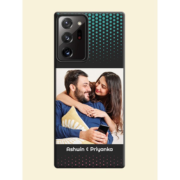 Faded Dots with Grunge Photo Frame and Text on Space Black Custom Soft Matte Phone Cases - Galaxy Note 20 Ultra Faded Dots with Grunge Photo Frame and Text on Space Black Custom Soft Matte Phone Cases - Galaxy Note 20 Ultra