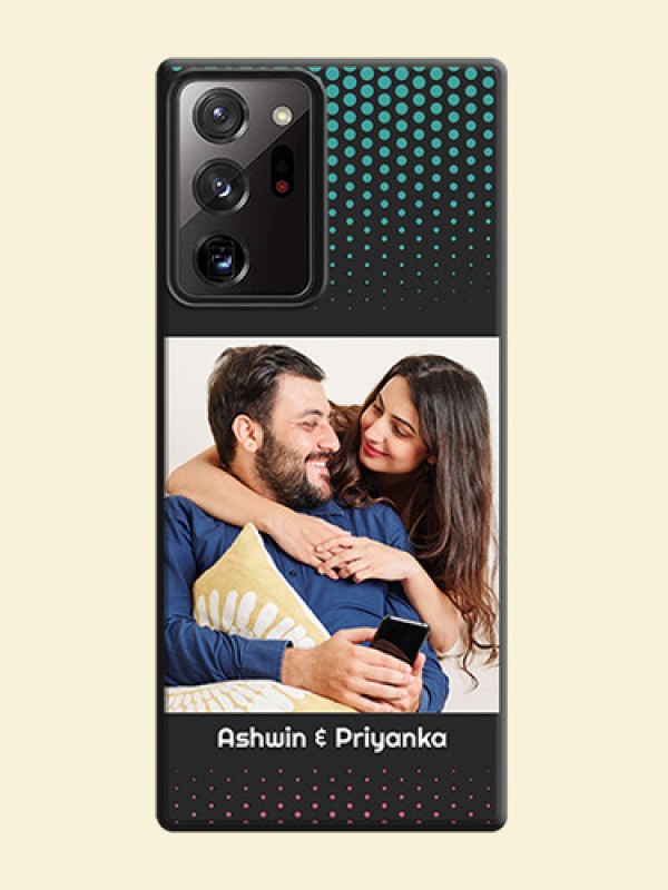 Faded Dots with Grunge Photo Frame and Text on Space Black Custom Soft Matte Phone Cases - Galaxy Note 20 Ultra