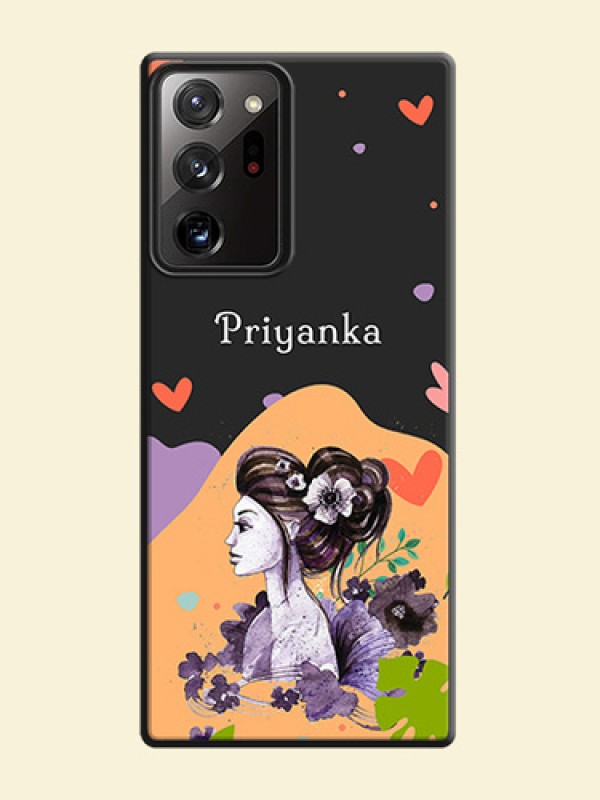 Namecase For Her With Fancy Lady Image On Space Black Personalized Soft Matte Phone Covers -Samsung Galaxy Note 20 Ultra