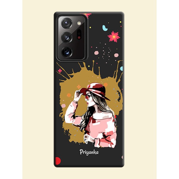 Mordern Lady With Color Splash Background With Custom Text On Space Black Personalized Soft Matte Phone Covers -Samsung Galaxy Note 20 Ultra