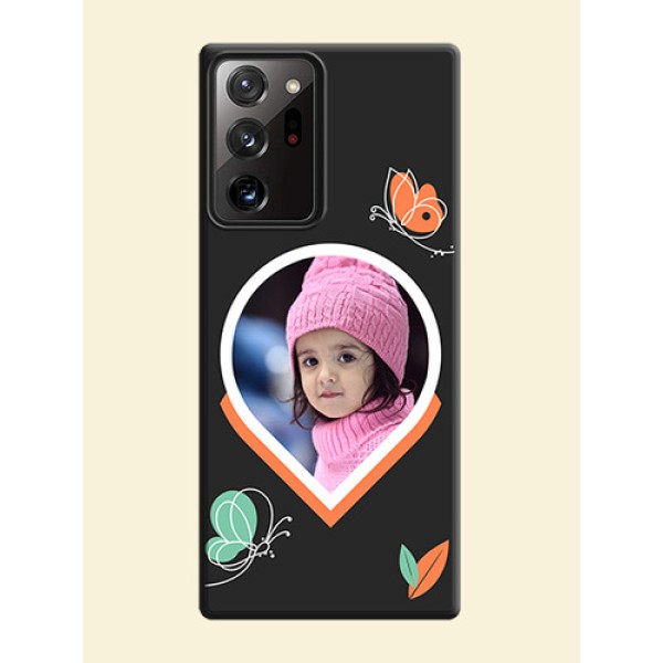 Upload Pic With Simple Butterly Design On Space Black Personalized Soft Matte Phone Covers -Samsung Galaxy Note 20 Ultra Upload Pic With Simple Butterly Design On Space Black Personalized Soft Matte Phone Covers -Samsung Galaxy Note 20 Ultra