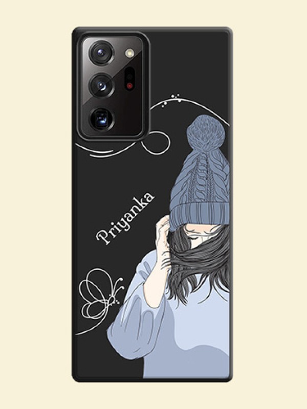 Girl With Blue Winter Outfiit Custom Text Design On Space Black Personalized Soft Matte Phone Covers -Samsung Galaxy Note 20 Ultra
