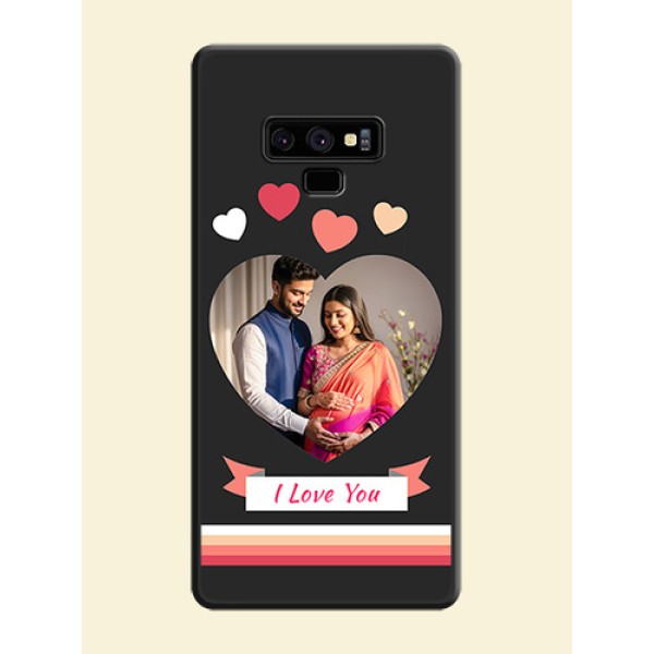 Love Shaped Photo with Colorful Stripes on Personalised Space Black Soft Matte Cases - Galaxy Note 9
