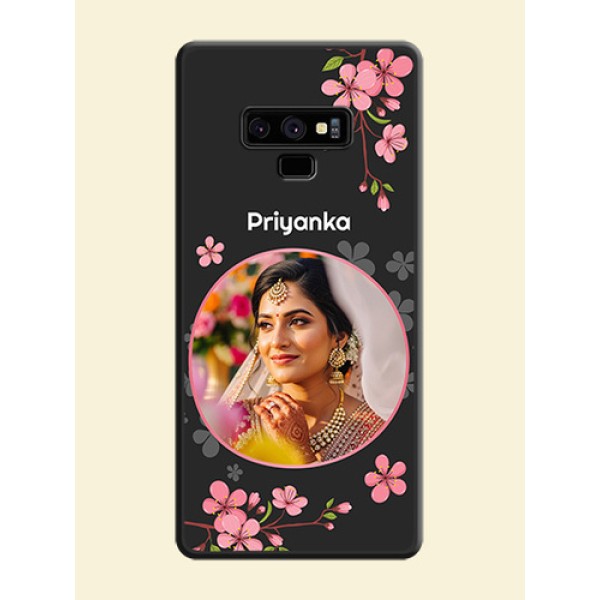 Round Image with Pink Color Floral Design on Photo on Space Black Soft Matte Back Cover - Galaxy Note 9 Round Image with Pink Color Floral Design on Photo on Space Black Soft Matte Back Cover - Galaxy Note 9