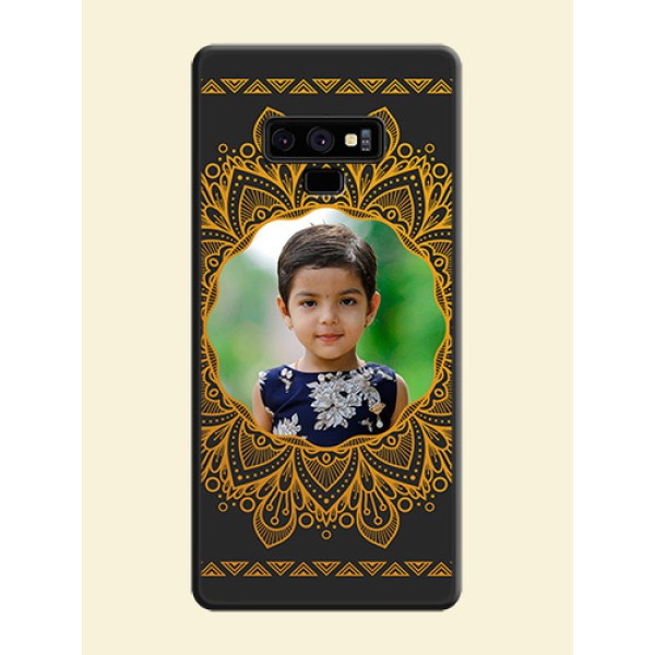 Round Image with Floral Design on Photo on Space Black Soft Matte Mobile Cover - Galaxy Note 9 Round Image with Floral Design on Photo on Space Black Soft Matte Mobile Cover - Galaxy Note 9