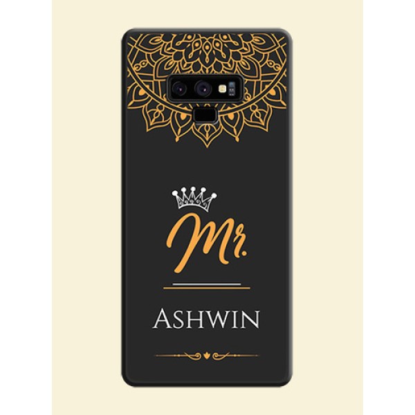 Mr Name with Floral Design on Personalised Space Black Soft Matte Cases - Galaxy Note 9 Mr Name with Floral Design on Personalised Space Black Soft Matte Cases - Galaxy Note 9
