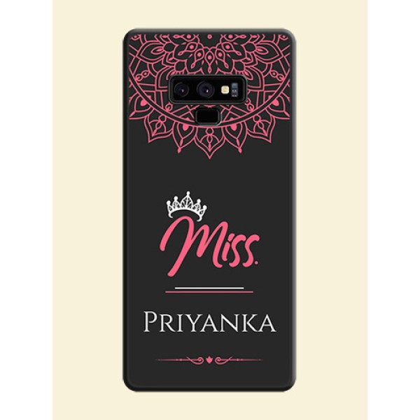 Mrs Name with Floral Design on Space Black Personalized Soft Matte Phone Covers - Galaxy Note 9 Mrs Name with Floral Design on Space Black Personalized Soft Matte Phone Covers - Galaxy Note 9