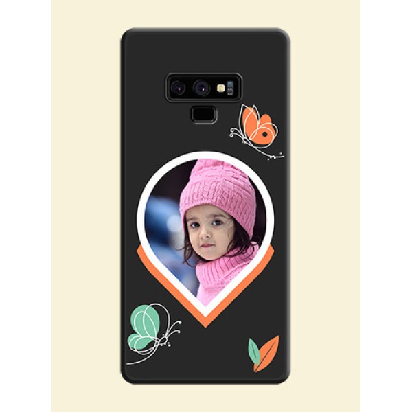 Upload Pic With Simple Butterly Design On Space Black Personalized Soft Matte Phone Covers -Samsung Galaxy Note 9 Upload Pic With Simple Butterly Design On Space Black Personalized Soft Matte Phone Covers -Samsung Galaxy Note 9