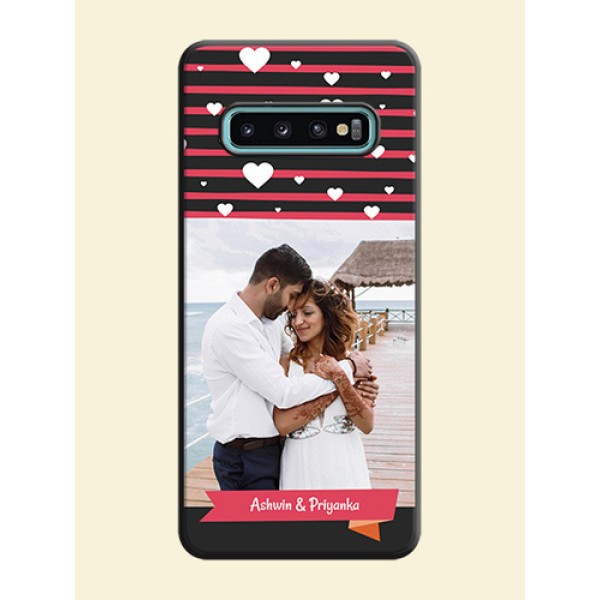 White Color Love Symbols with Pink Lines Pattern on Space Black Custom Soft Matte Phone Cases - Galaxy S10 Plus White Color Love Symbols with Pink Lines Pattern on Space Black Custom Soft Matte Phone Cases - Galaxy S10 Plus