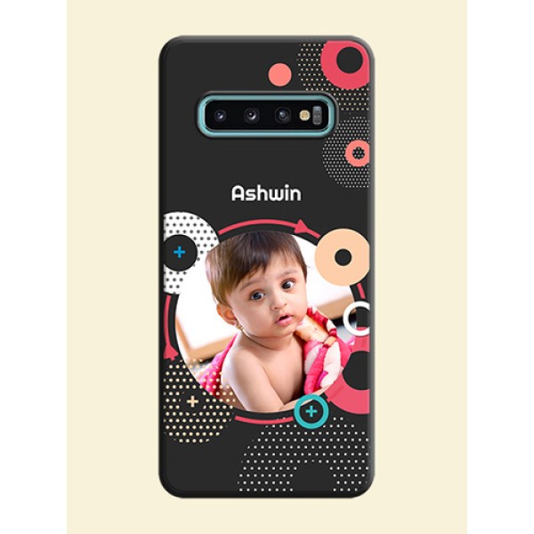 Multicoloured Round Image on Personalised Space Black Soft Matte Cases - Galaxy S10 Plus Multicoloured Round Image on Personalised Space Black Soft Matte Cases - Galaxy S10 Plus