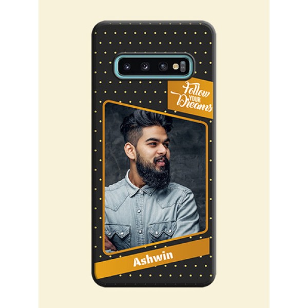 Follow Your Dreams with White Dots on Space Black Custom Soft Matte Phone Cases - Galaxy S10 Plus Follow Your Dreams with White Dots on Space Black Custom Soft Matte Phone Cases - Galaxy S10 Plus