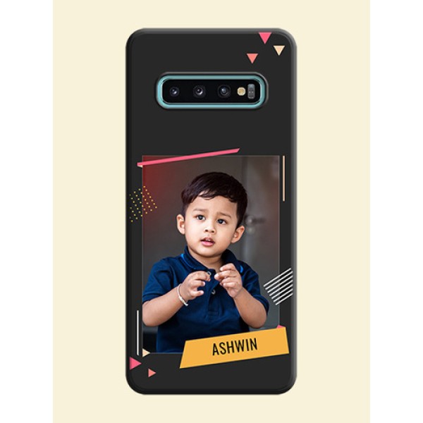 Photo Frame with Triangle Small Dots - Photo on Space Black Soft Matte Back Cover - Galaxy S10 Plus Photo Frame with Triangle Small Dots - Photo on Space Black Soft Matte Back Cover - Galaxy S10 Plus