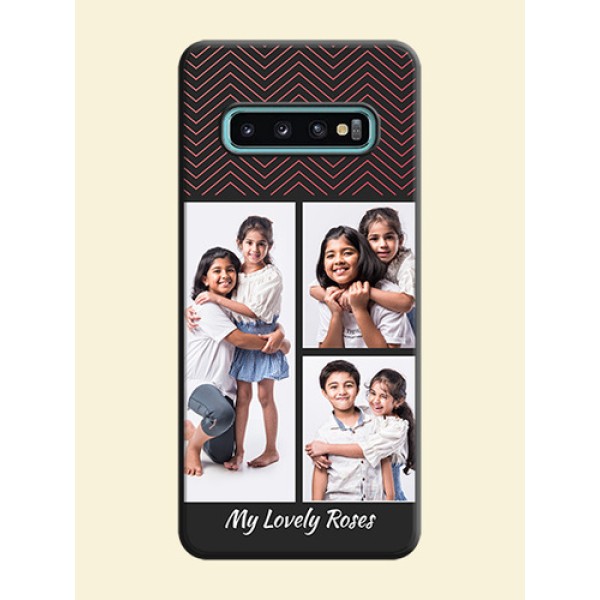 Wave Pattern with 3 Image Holder on Space Black Custom Soft Matte Back Cover - Galaxy S10 Plus Wave Pattern with 3 Image Holder on Space Black Custom Soft Matte Back Cover - Galaxy S10 Plus