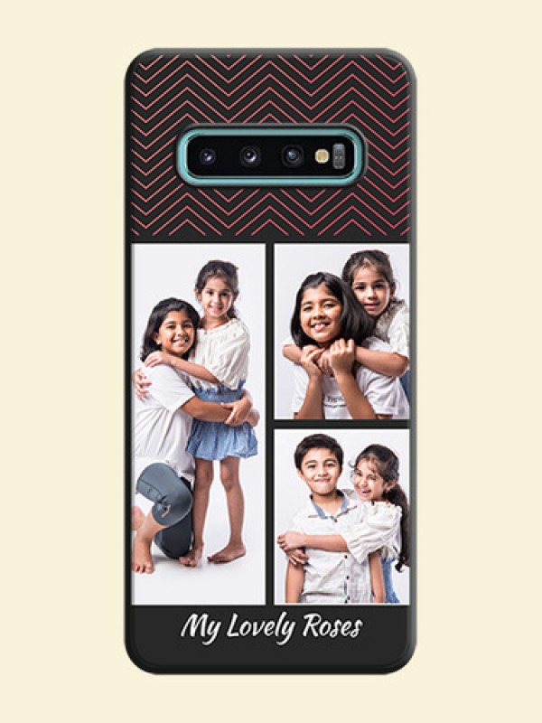 Wave Pattern with 3 Image Holder on Space Black Custom Soft Matte Back Cover - Galaxy S10 Plus