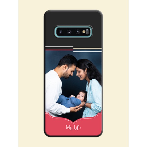 Classic Plain Design with Name - Photo on Space Black Soft Matte Phone Cover - Galaxy S10 Plus