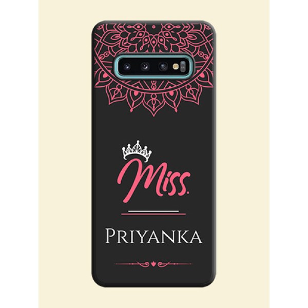 Mrs Name with Floral Design on Space Black Personalized Soft Matte Phone Covers - Galaxy S10 Plus Mrs Name with Floral Design on Space Black Personalized Soft Matte Phone Covers - Galaxy S10 Plus