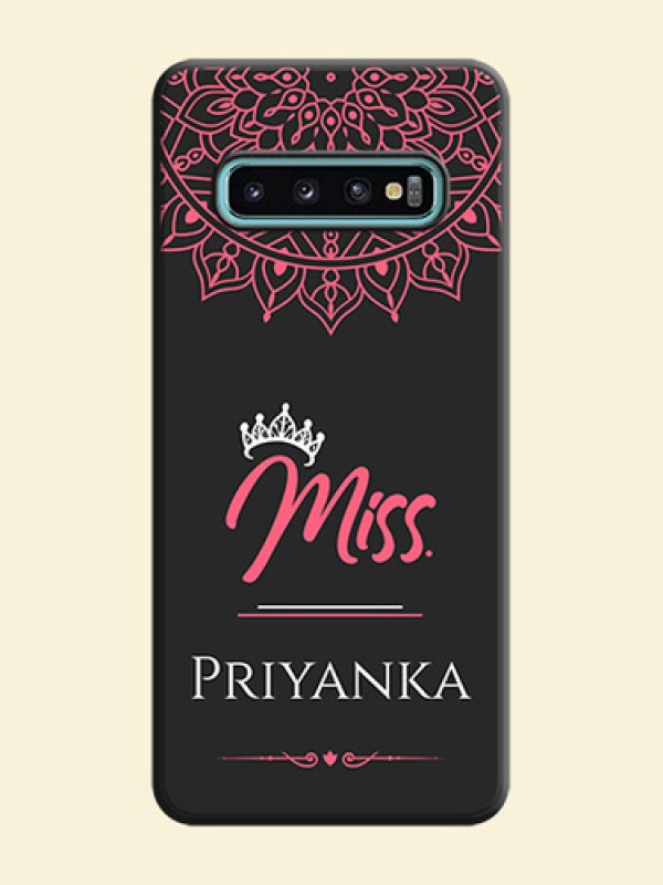 Mrs Name with Floral Design on Space Black Personalized Soft Matte Phone Covers - Galaxy S10 Plus