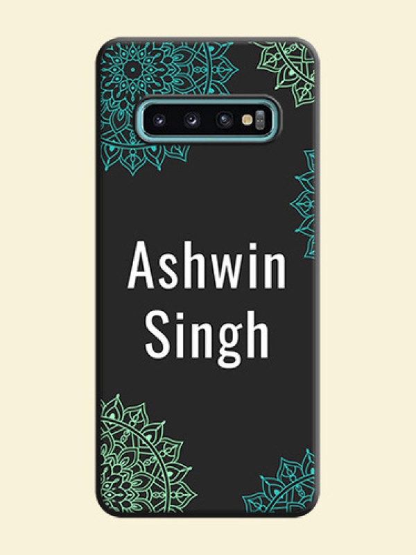 Your Name with Floral Design on Space Black Custom Soft Matte Back Cover - Galaxy S10 Plus