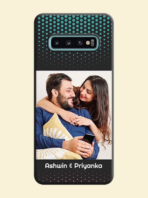Faded Dots with Grunge Photo Frame and Text on Space Black Custom Soft Matte Phone Cases - Galaxy S10 Plus