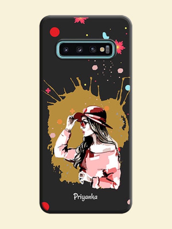 Mordern Lady With Color Splash Background With Custom Text On Space Black Personalized Soft Matte Phone Covers -Samsung Galaxy S10 Plus