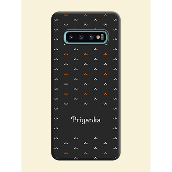 Simple Pattern With Custom Text On Space Black Personalized Soft Matte Phone Covers -Samsung Galaxy S10 Plus Simple Pattern With Custom Text On Space Black Personalized Soft Matte Phone Covers -Samsung Galaxy S10 Plus