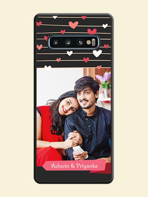 Love Pattern with Name on Pink Ribbon  on Photo on Space Black Soft Matte Back Cover - Galaxy S10