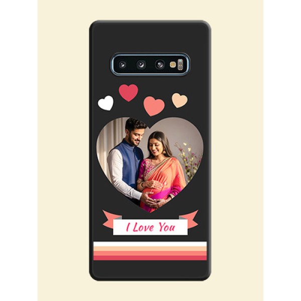 Love Shaped Photo with Colorful Stripes on Personalised Space Black Soft Matte Cases - Galaxy S10