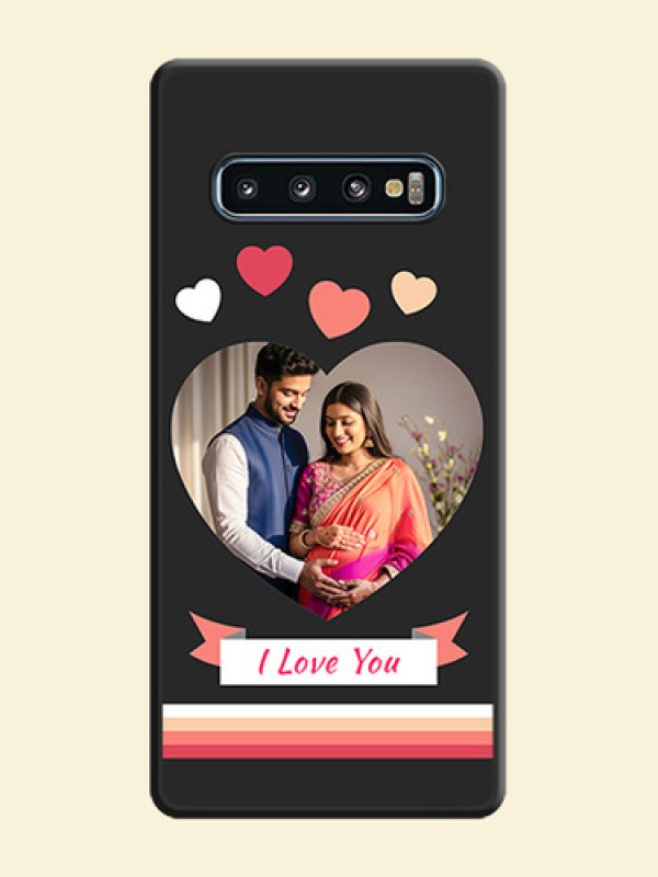 Love Shaped Photo with Colorful Stripes on Personalised Space Black Soft Matte Cases - Galaxy S10