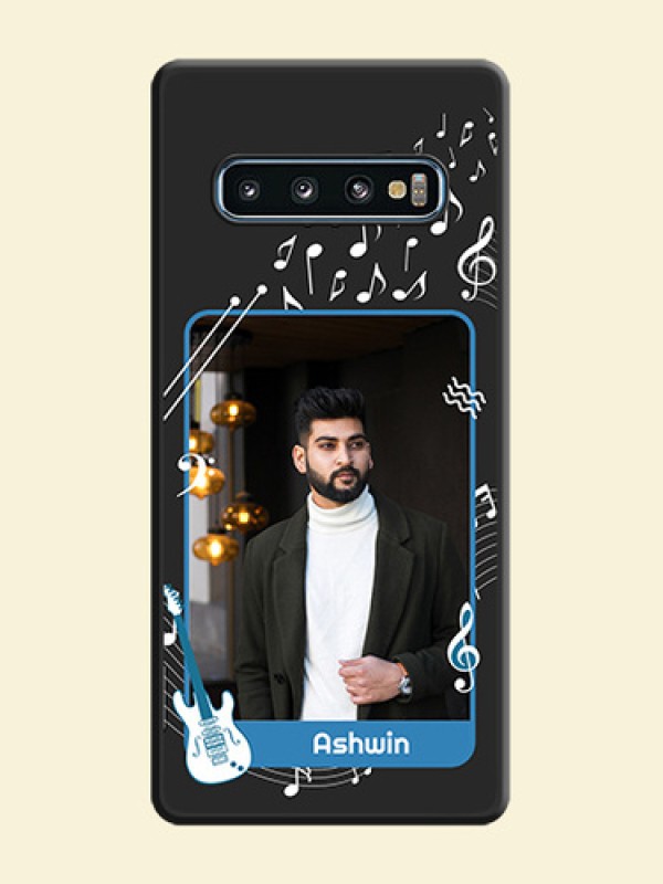 Musical Theme Design with Text on Photo on Space Black Soft Matte Mobile Case - Galaxy S10