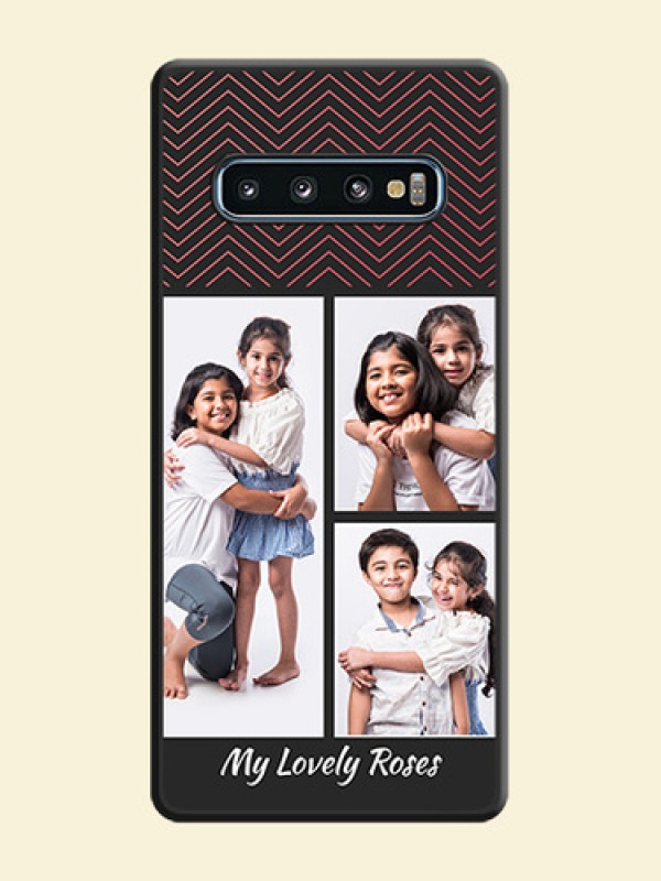 Wave Pattern with 3 Image Holder on Space Black Custom Soft Matte Back Cover - Galaxy S10