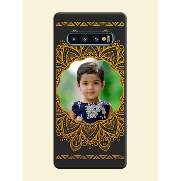 Round Image with Floral Design on Photo on Space Black Soft Matte Mobile Cover - Galaxy S10 Round Image with Floral Design on Photo on Space Black Soft Matte Mobile Cover - Galaxy S10