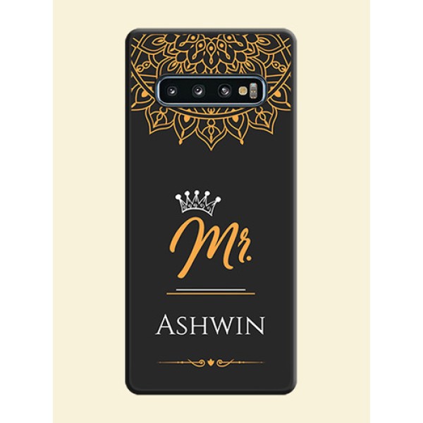 Mr Name with Floral Design on Personalised Space Black Soft Matte Cases - Galaxy S10 Mr Name with Floral Design on Personalised Space Black Soft Matte Cases - Galaxy S10