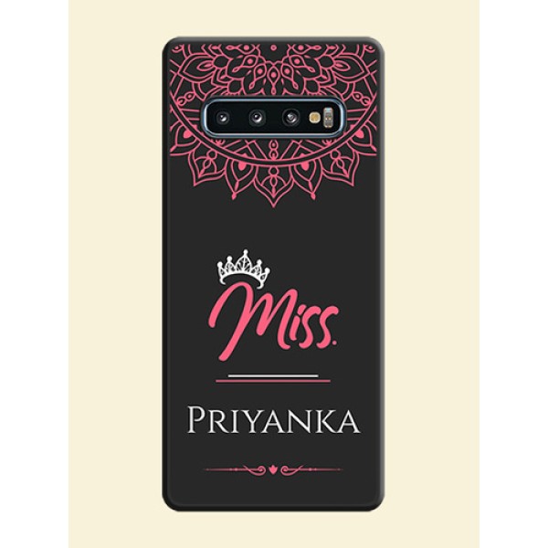 Mrs Name with Floral Design on Space Black Personalized Soft Matte Phone Covers - Galaxy S10 Mrs Name with Floral Design on Space Black Personalized Soft Matte Phone Covers - Galaxy S10