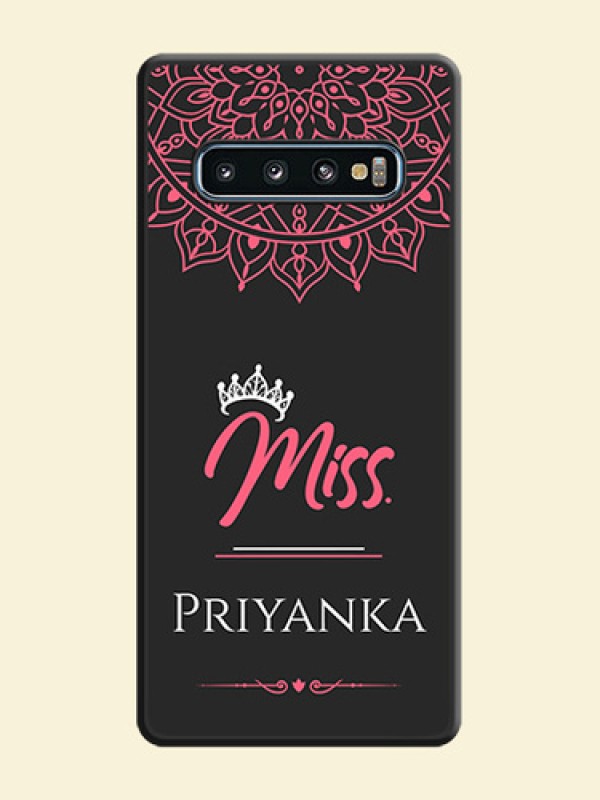 Mrs Name with Floral Design on Space Black Personalized Soft Matte Phone Covers - Galaxy S10