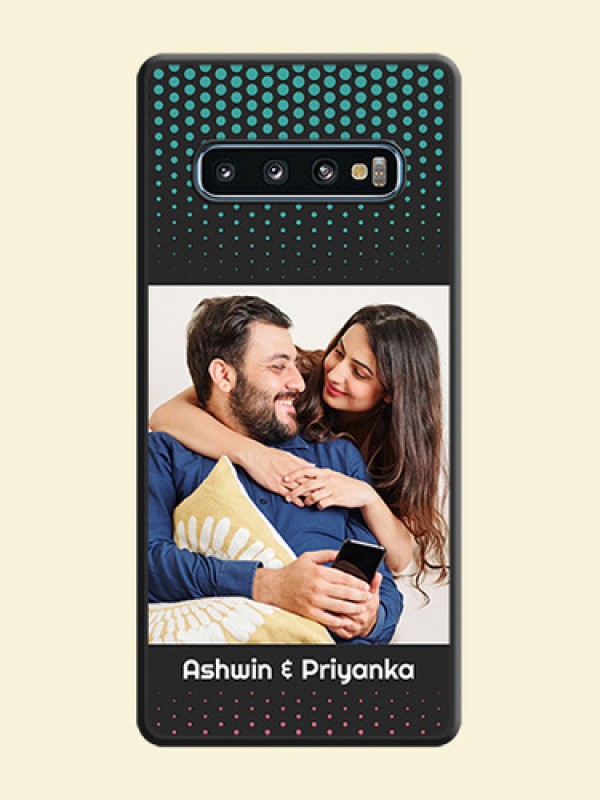 Faded Dots with Grunge Photo Frame and Text on Space Black Custom Soft Matte Phone Cases - Galaxy S10