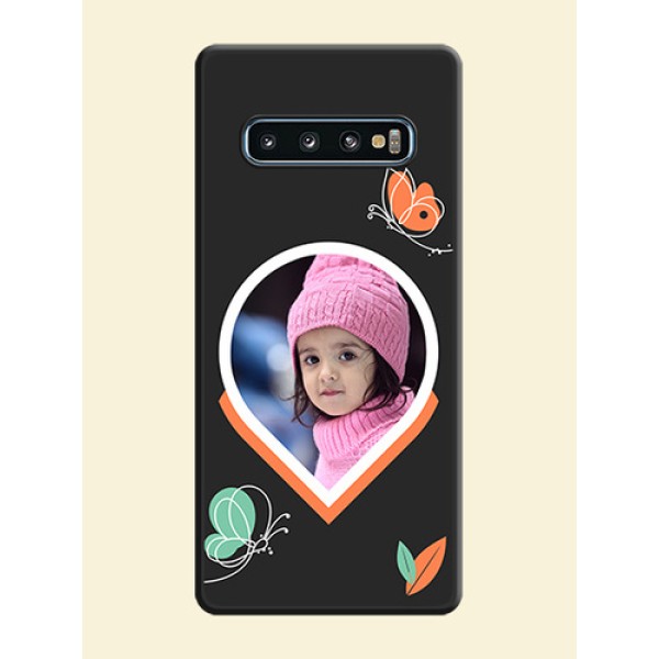 Upload Pic With Simple Butterly Design On Space Black Personalized Soft Matte Phone Covers -Samsung Galaxy S10 Upload Pic With Simple Butterly Design On Space Black Personalized Soft Matte Phone Covers -Samsung Galaxy S10