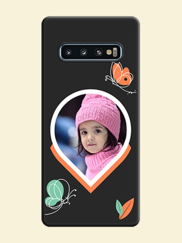 Upload Pic With Simple Butterly Design On Space Black Personalized Soft Matte Phone Covers -Samsung Galaxy S10