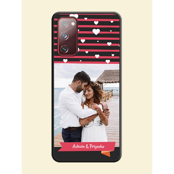 White Color Love Symbols with Pink Lines Pattern on Space Black Custom Soft Matte Phone Cases - Galaxy S20 FE 5G White Color Love Symbols with Pink Lines Pattern on Space Black Custom Soft Matte Phone Cases - Galaxy S20 FE 5G