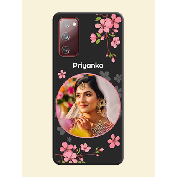 Round Image with Pink Color Floral Design on Photo on Space Black Soft Matte Back Cover - Galaxy S20 FE 5G Round Image with Pink Color Floral Design on Photo on Space Black Soft Matte Back Cover - Galaxy S20 FE 5G