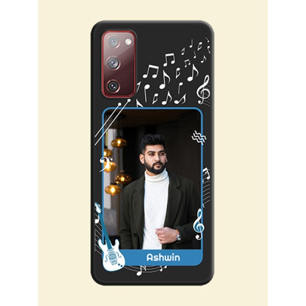 Musical Theme Design with Text on Photo on Space Black Soft Matte Mobile Case - Galaxy S20 FE 5G Musical Theme Design with Text on Photo on Space Black Soft Matte Mobile Case - Galaxy S20 FE 5G