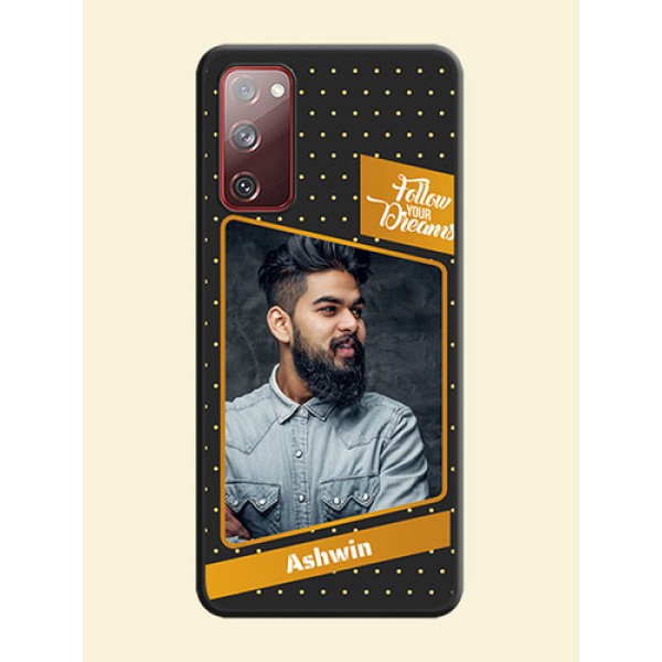 Follow Your Dreams with White Dots on Space Black Custom Soft Matte Phone Cases - Galaxy S20 FE 5G Follow Your Dreams with White Dots on Space Black Custom Soft Matte Phone Cases - Galaxy S20 FE 5G