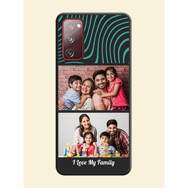 Wave Pattern with 2 Image Holder on Space Black Personalized Soft Matte Phone Covers - Galaxy S20 FE 5G Wave Pattern with 2 Image Holder on Space Black Personalized Soft Matte Phone Covers - Galaxy S20 FE 5G