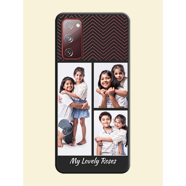 Wave Pattern with 3 Image Holder on Space Black Custom Soft Matte Back Cover - Galaxy S20 FE 5G Wave Pattern with 3 Image Holder on Space Black Custom Soft Matte Back Cover - Galaxy S20 FE 5G