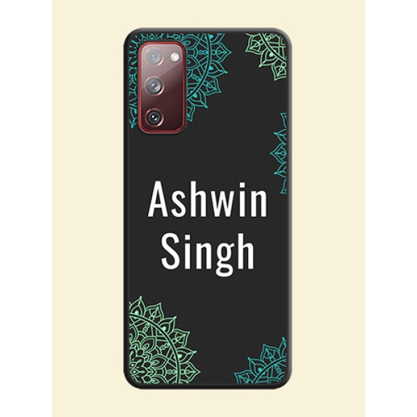 Your Name with Floral Design on Space Black Custom Soft Matte Back Cover - Galaxy S20 FE 5G