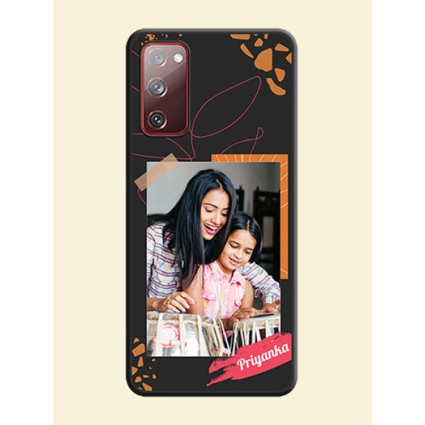 Orange Photo Frame on Space Black Custom Soft Matte Phone Back Cover - Galaxy S20 FE 5G Orange Photo Frame on Space Black Custom Soft Matte Phone Back Cover - Galaxy S20 FE 5G