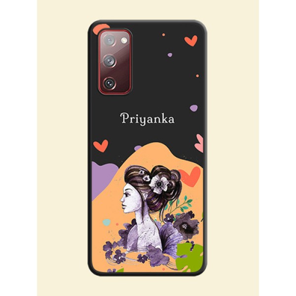 Namecase For Her With Fancy Lady Image On Space Black Personalized Soft Matte Phone Covers -Samsung Galaxy S20 Fe 5G